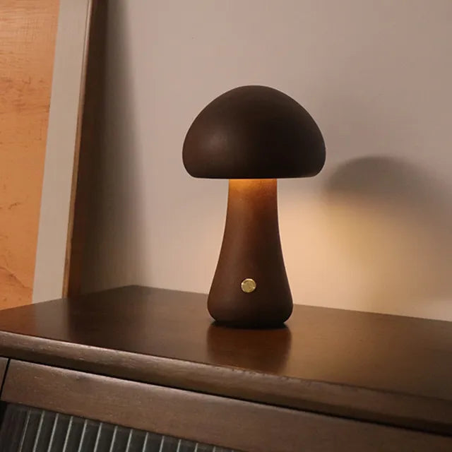 Bezprzewodowa Mała Lampa Nocna w Kształcie Grzybka | Lampa do Sypialni