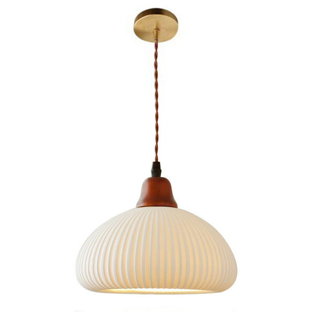 Biała Ceramiczna Lampa Wisząca w Stylu Vintage