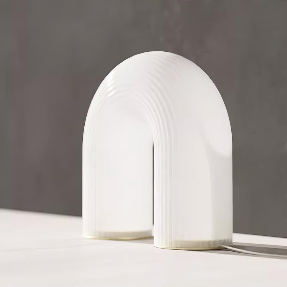 Biała Lampa Stołowa z Łukowym Stelażem LED
