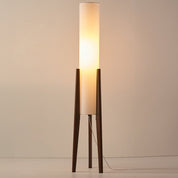 Lampa Podłogowa Japandi – Wykończenie Orzech Włoski, Drewniany Abażur