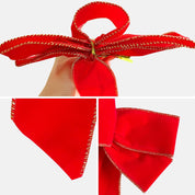 Czerwone Kokardy Welurowe ze Złotą Lamówką – 6 lub 10 szt.