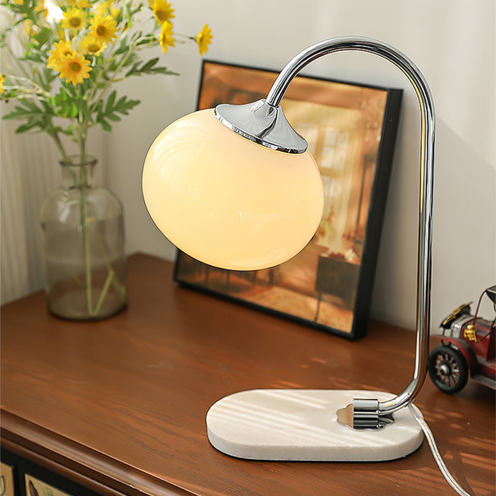 Designerska Lampa Stołowa ze Szkła i Metalu