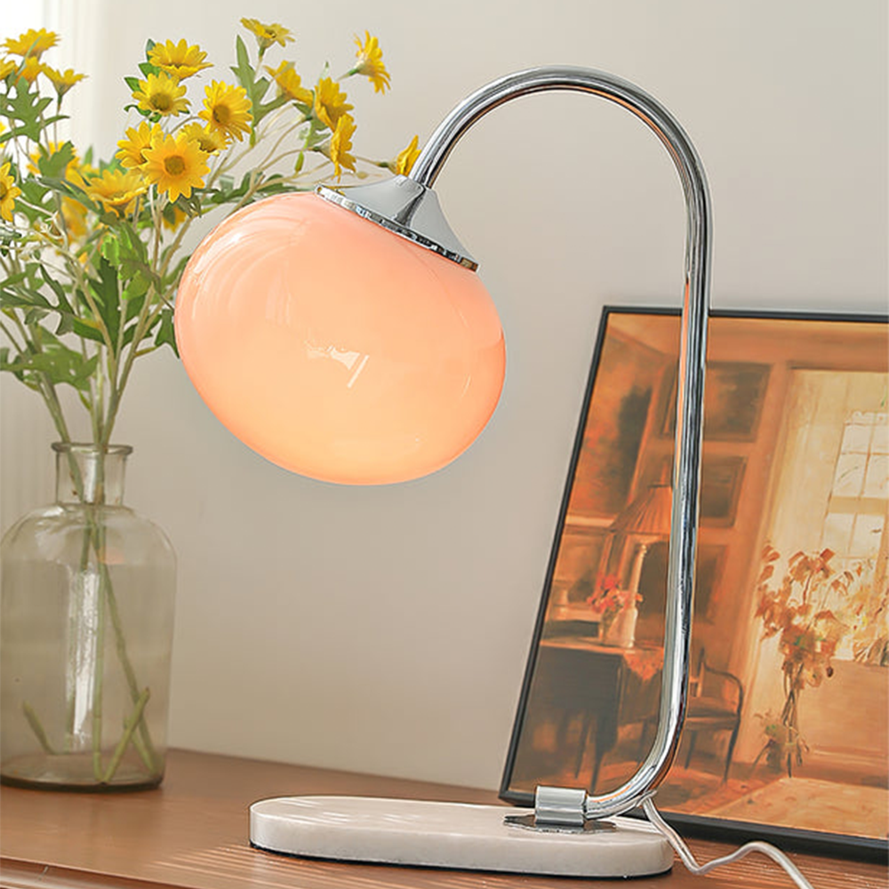 Designerska Lampa Stołowa ze Szkła i Metalu