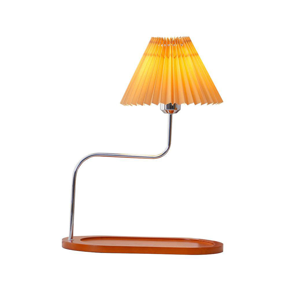 Drewniana Lampa Stołowa w Stylu Retro z Kloszem w Kształcie Parasola