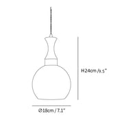 Drewniana Lampa Wisząca z Pomarańczowym Kloszem Retro