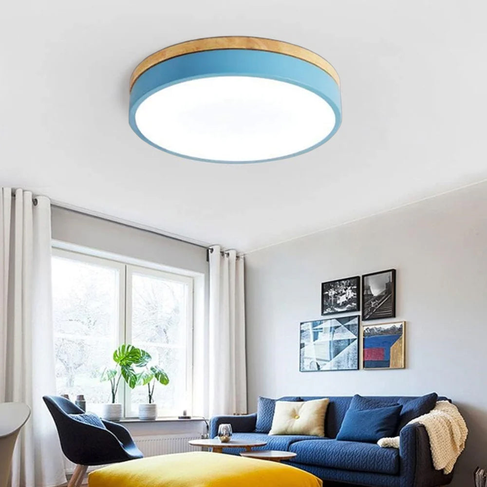 Drewniane Okrągłe Lampa Sufitowa | Lampa do Salonu