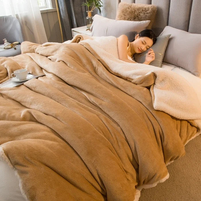 Dwustronny koc flanelowy z miękkim wykończeniem fleece
