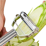 Double-sided stainless steel vegetable peeler with Julienne function