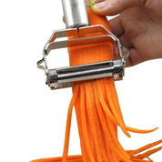 Double-sided stainless steel vegetable peeler with Julienne function