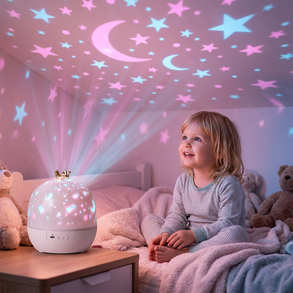Dziecięca lampka nocna i projektor 2 w 1