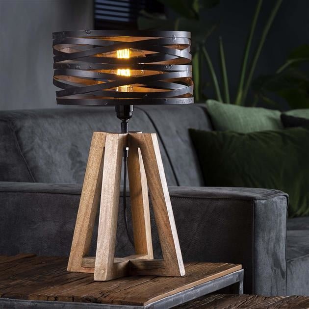 Industrialna lampa drewniana z elastyczną regulacją
