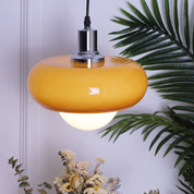 Kawowa Szklana Lampa Wisząca Bauhaus z Kloszem Kopułowym