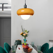 Kawowa Szklana Lampa Wisząca Bauhaus z Kloszem Kopułowym