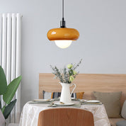 Kawowa Szklana Lampa Wisząca Bauhaus z Kloszem Kopułowym