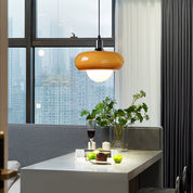 Kawowa Szklana Lampa Wisząca Bauhaus z Kloszem Kopułowym