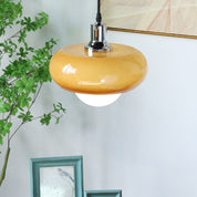 Kawowa Szklana Lampa Wisząca Bauhaus z Kloszem Kopułowym