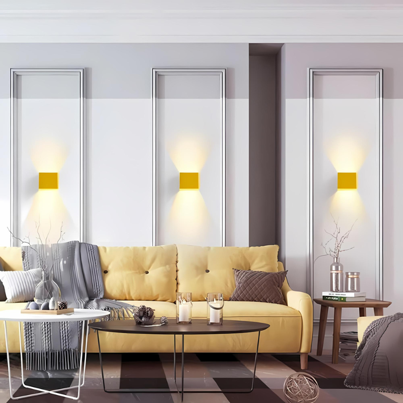 Kinkiet LED Góra-Dół Kwadratowy – Nowoczesna Aluminiowa Lampa Ścienna do Salonu i Sypialni