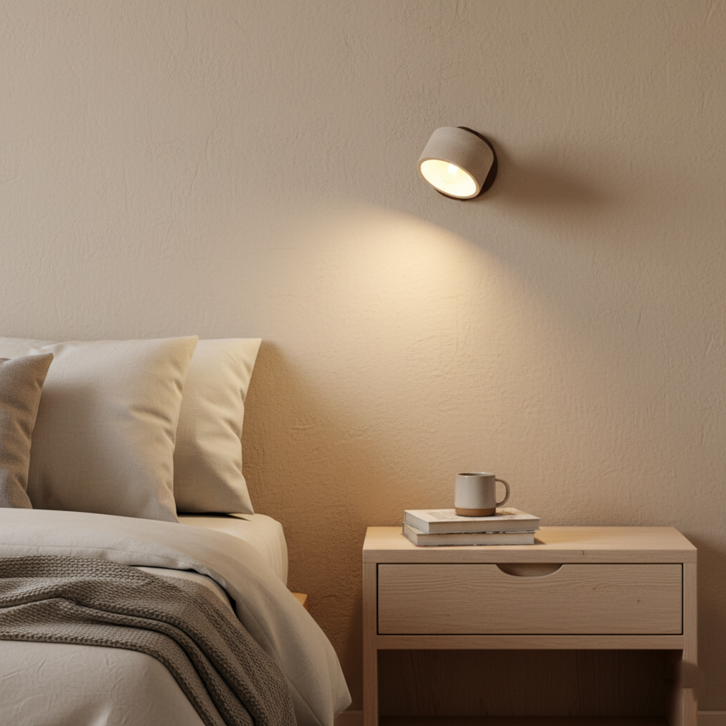 Kinkiet Ścienny Regulowany w Wyglądzie Kamienia i Drewna – Minimalistyczna Lampa Ścienna