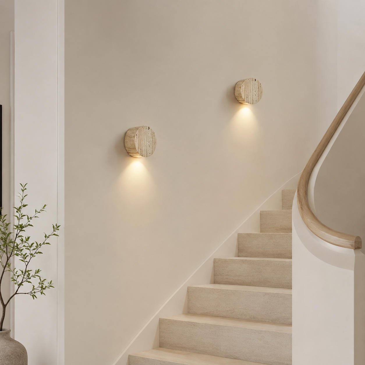 Kinkiet Ścienny Trawertyn Wabi-Sabi – Lampa z Naturalnego Kamienia w Stylu Japandi