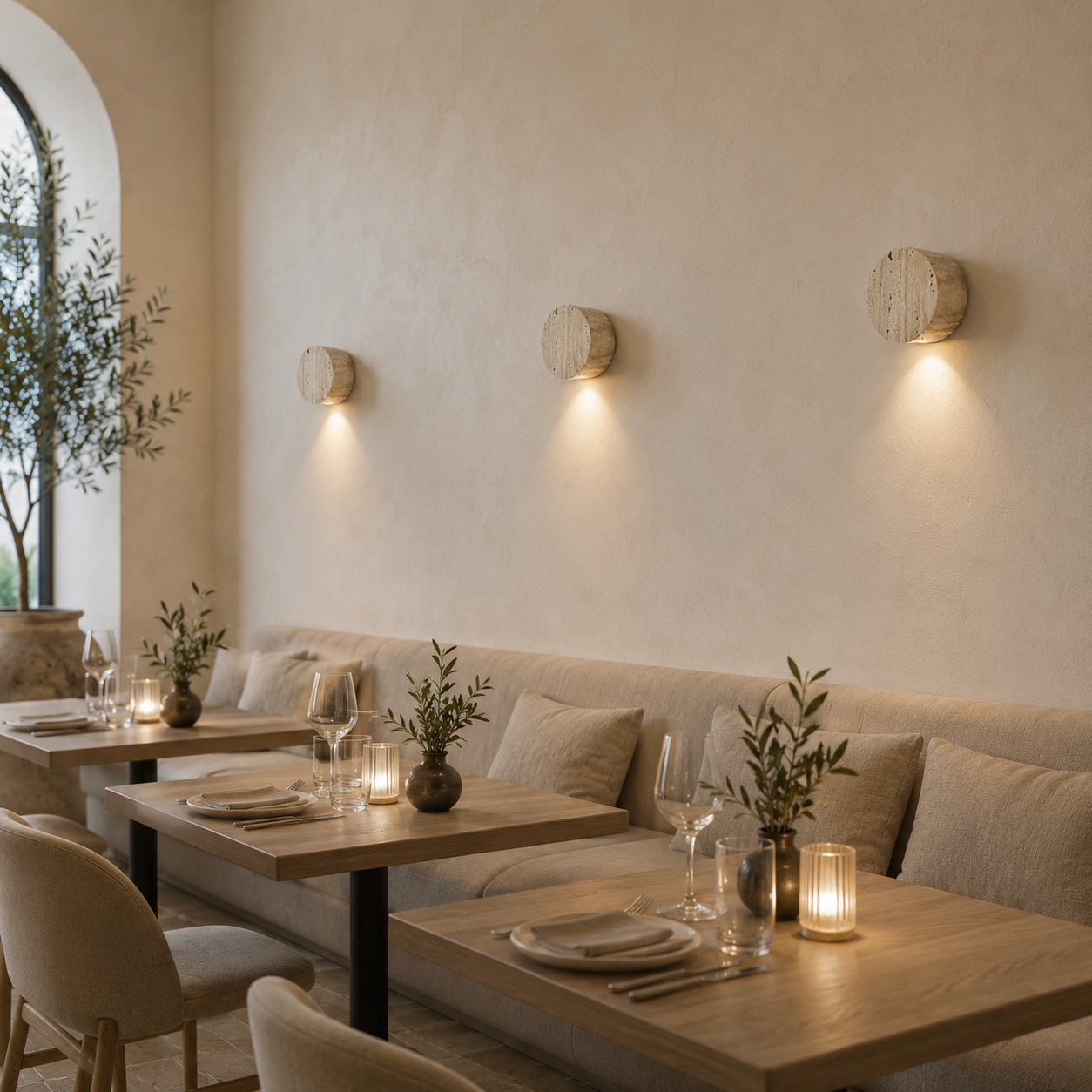 Kinkiet Ścienny Trawertyn Wabi-Sabi – Lampa z Naturalnego Kamienia w Stylu Japandi