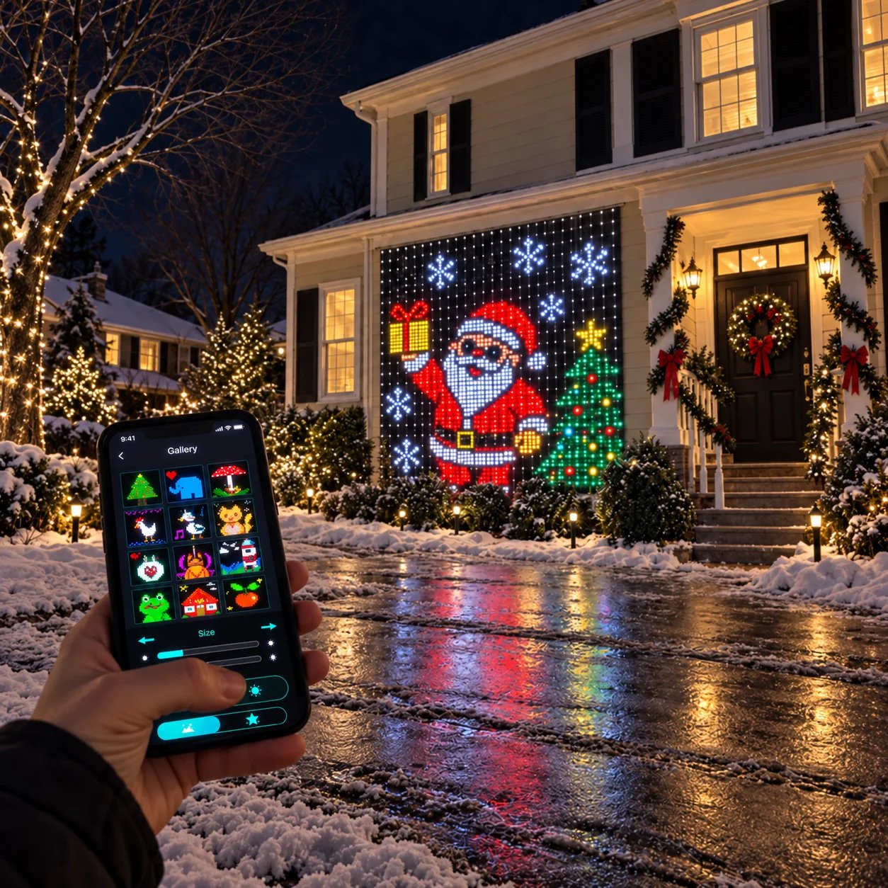 Kurtyna Świetlna LED RGB z Aplikacją – Animowane Wzory
