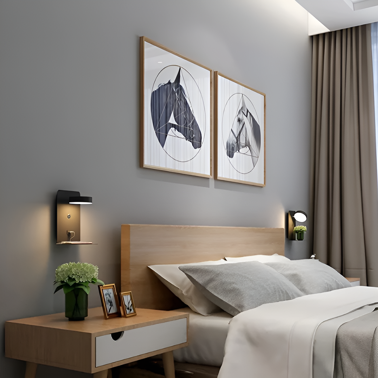 Lampa Nocna Ładująca USB | Lampa Do Sypialni Minimalistyczny Styl