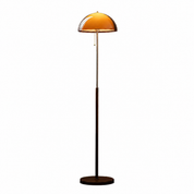 Lampa Podłogowa – Drewno, Metal i Bursztynowy Klosz