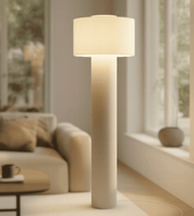 Lampa Podłogowa Lniana – Beżowa / Kremowa, Ściemnialna