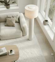 Lampa Podłogowa Lniana – Beżowa / Kremowa, Ściemnialna