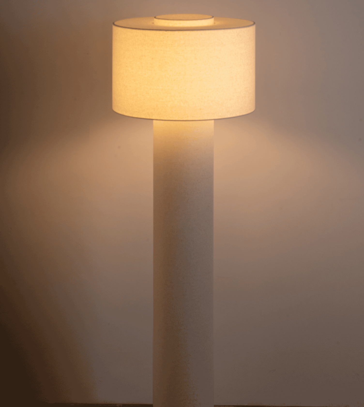 Lampa Podłogowa Lniana – Beżowa / Kremowa, Ściemnialna