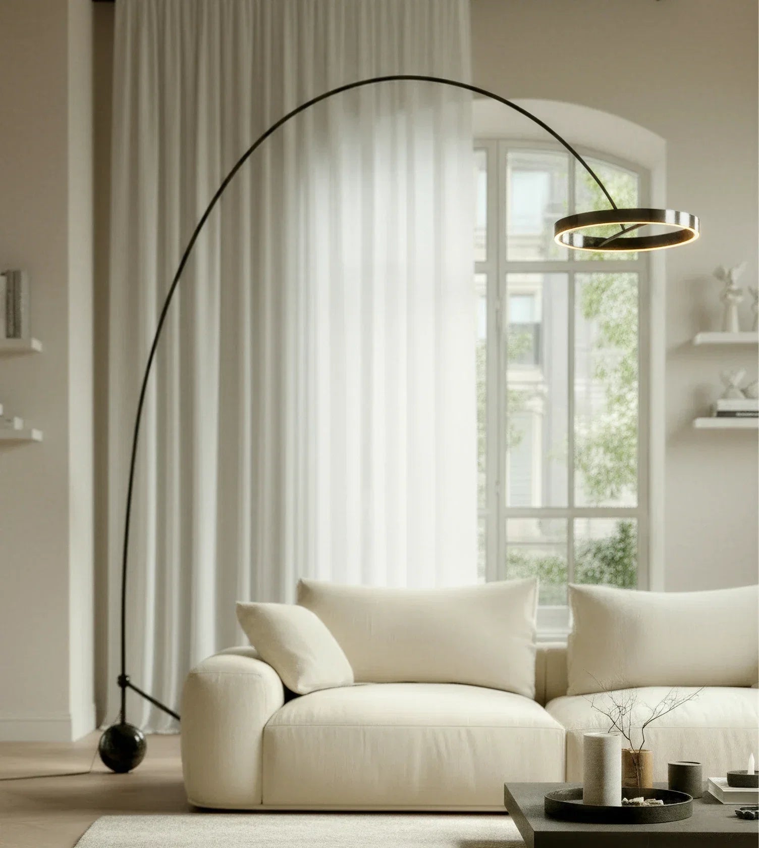 Lampa Podłogowa LED Okrągła – Ściemnialna, Aluminium