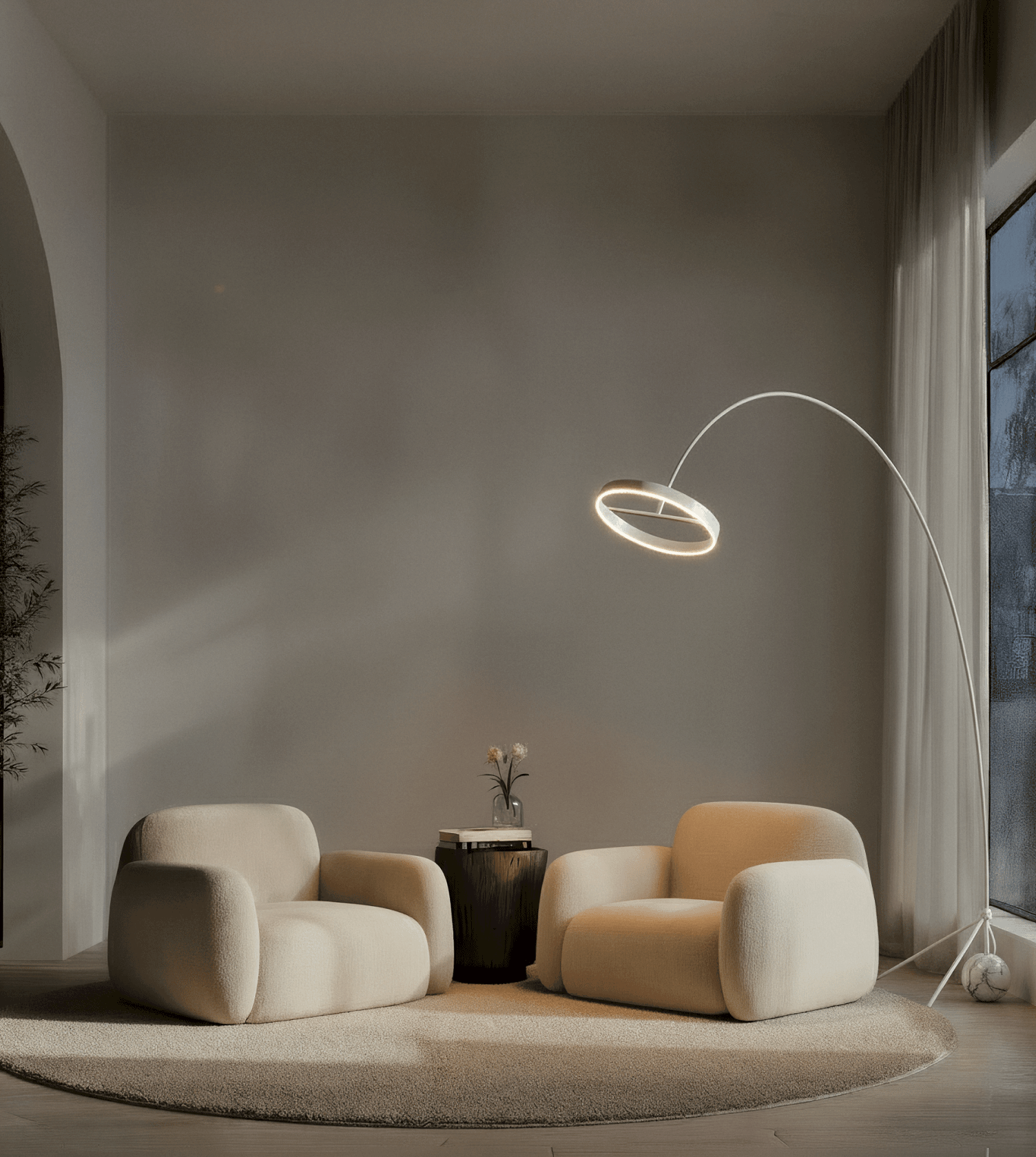 Lampa Podłogowa LED Okrągła – Ściemnialna, Aluminium