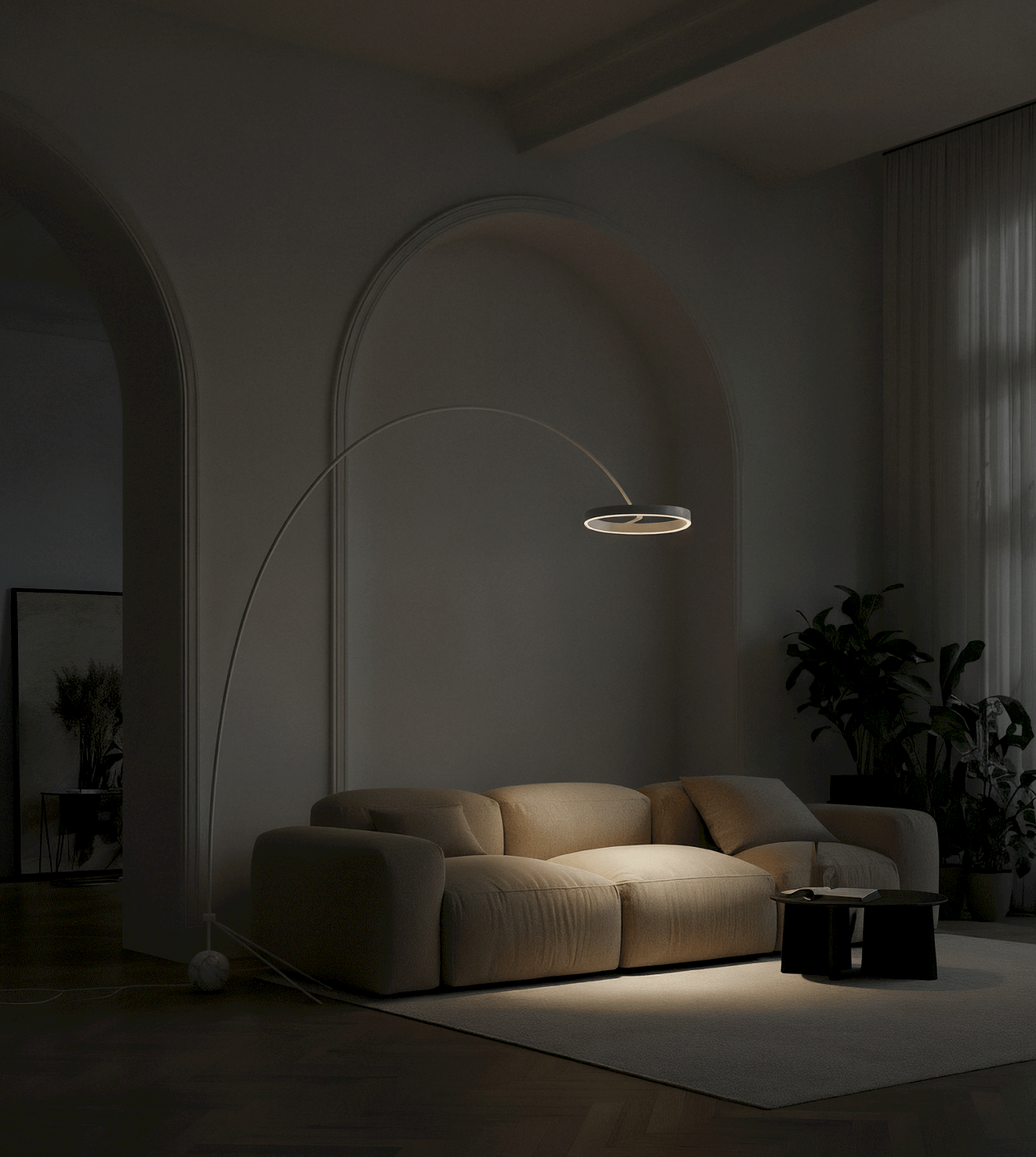 Lampa Podłogowa LED Okrągła – Ściemnialna, Aluminium