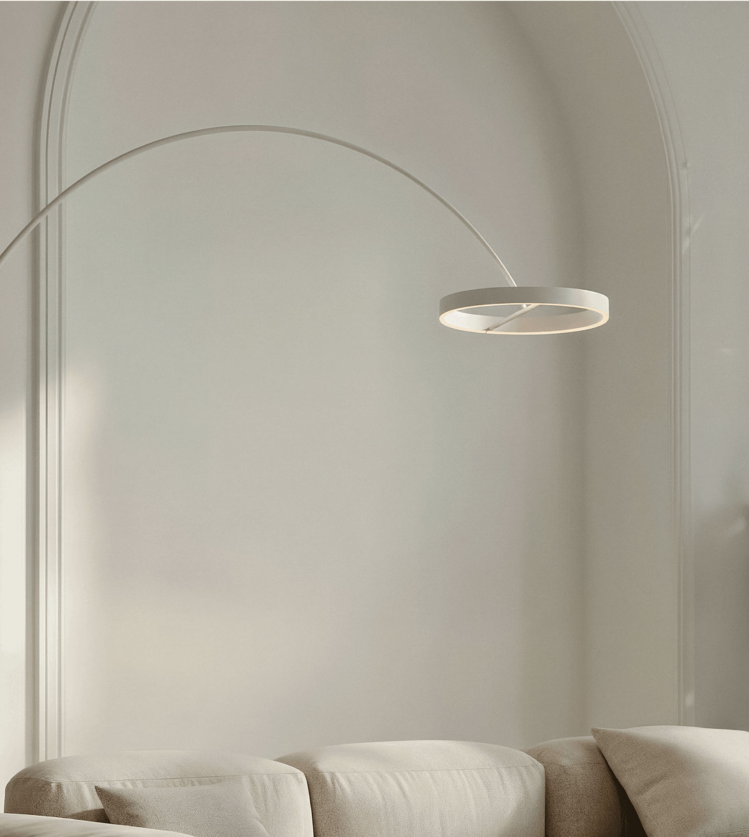 Lampa Podłogowa LED Okrągła – Ściemnialna, Aluminium