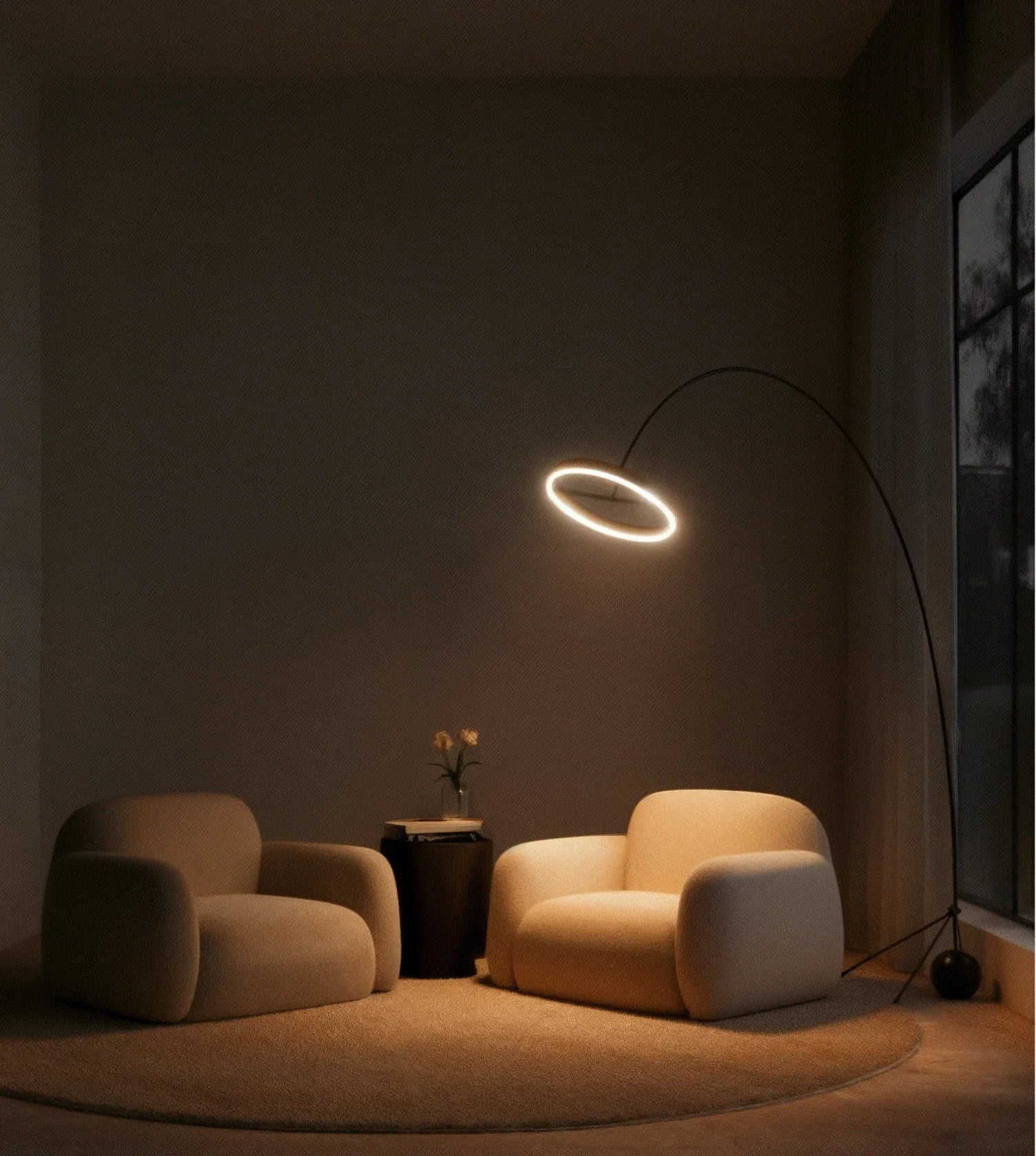 Lampa Podłogowa LED Okrągła – Ściemnialna, Aluminium