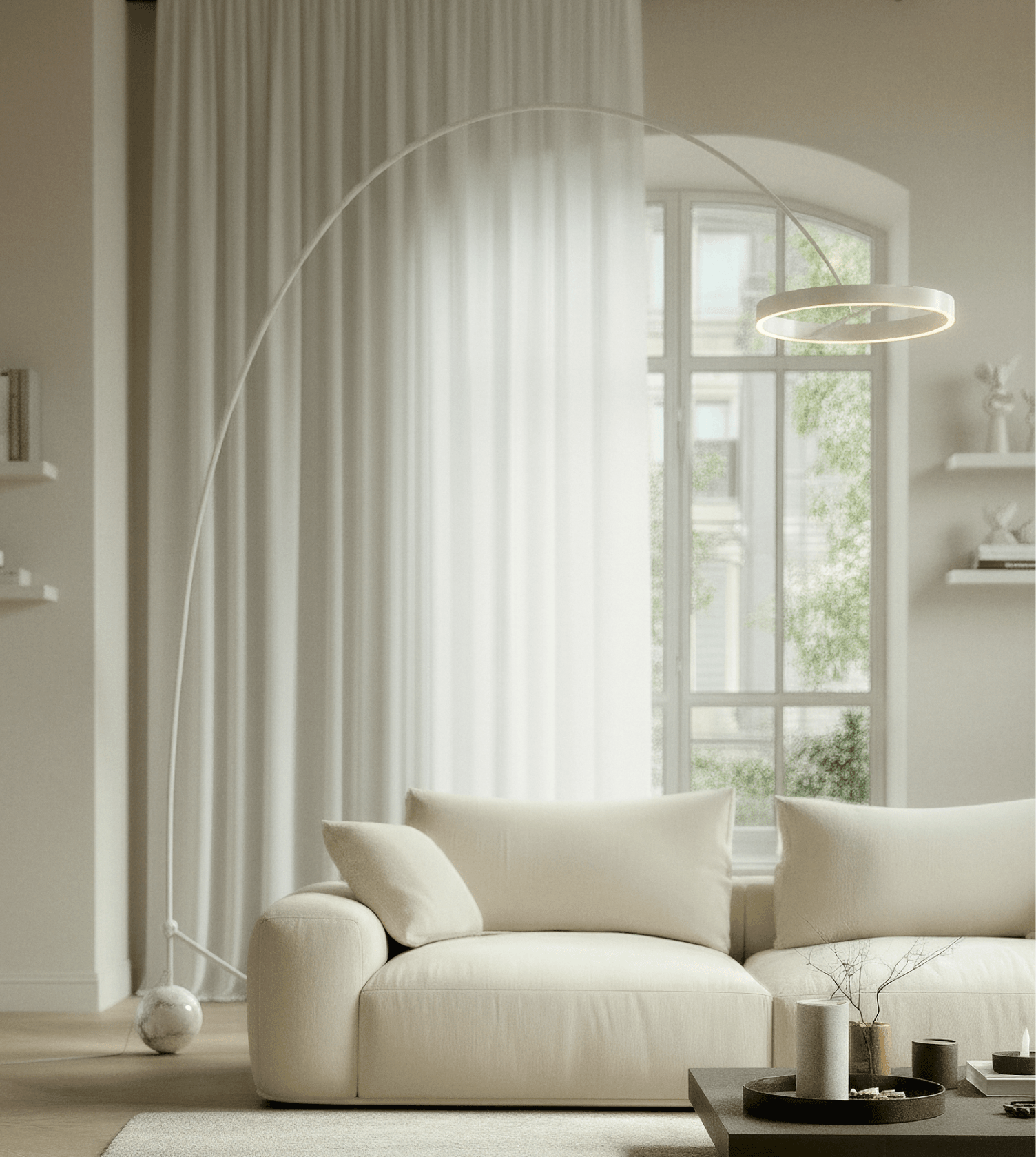 Lampa Podłogowa LED Okrągła – Ściemnialna, Aluminium