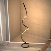 Lampa Podłogowa LED Skręcona – Czarna, Ściemnialna