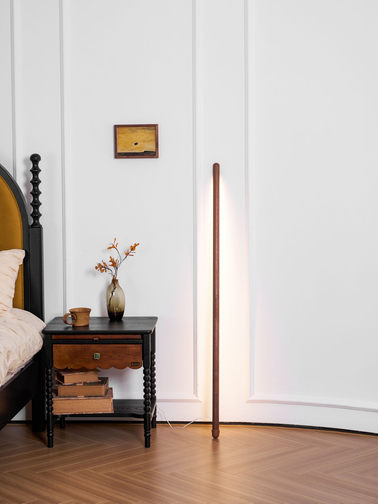 Lampa Podłogowa Drewniana z Listwą LED – Pilot, 135 cm – zdjęcie 27