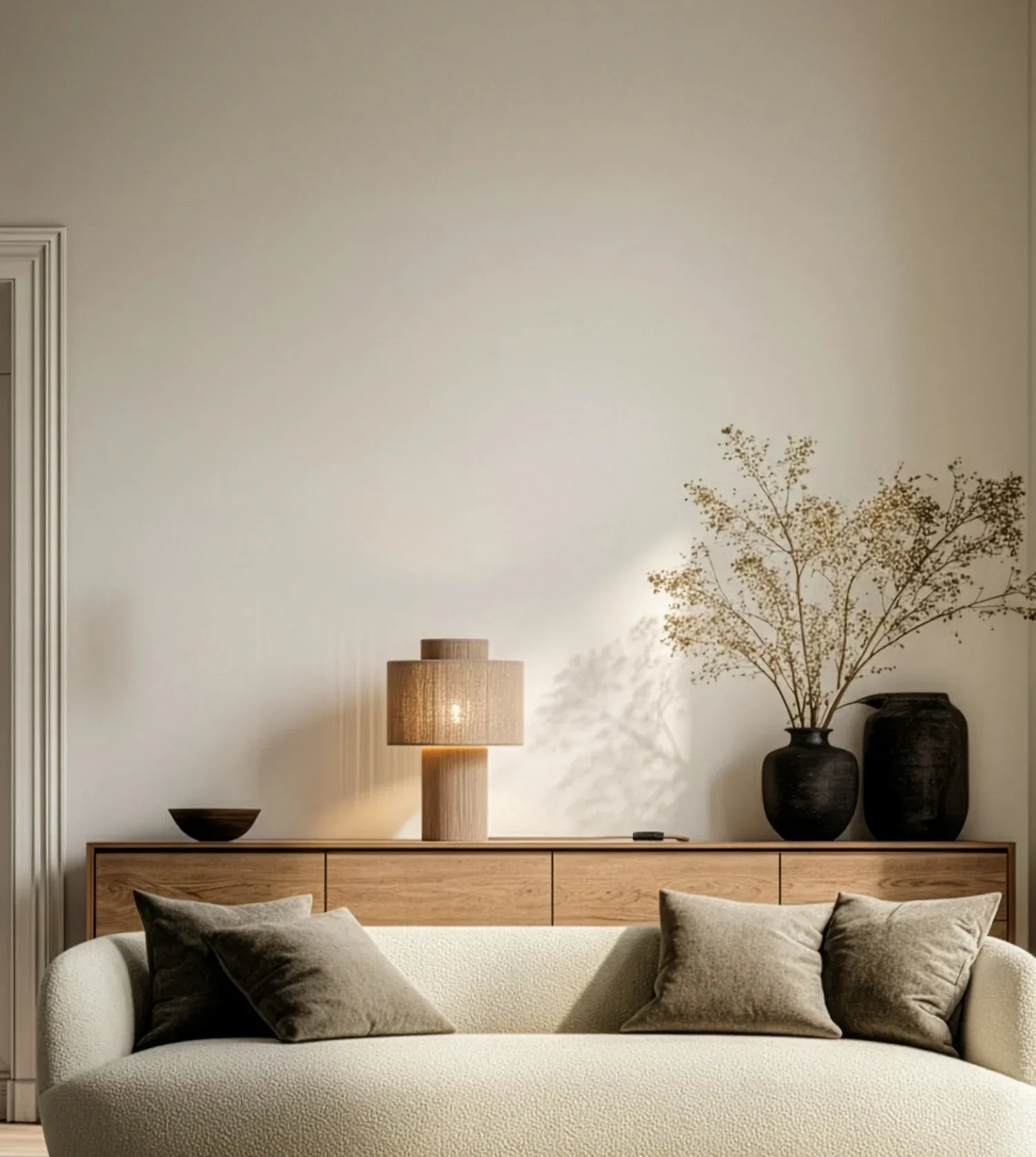 Lampa Stołowa SORAYA – Taupe, Pleciona Bawełna