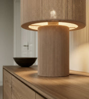 Lampa Stołowa SORAYA – Taupe, Pleciona Bawełna