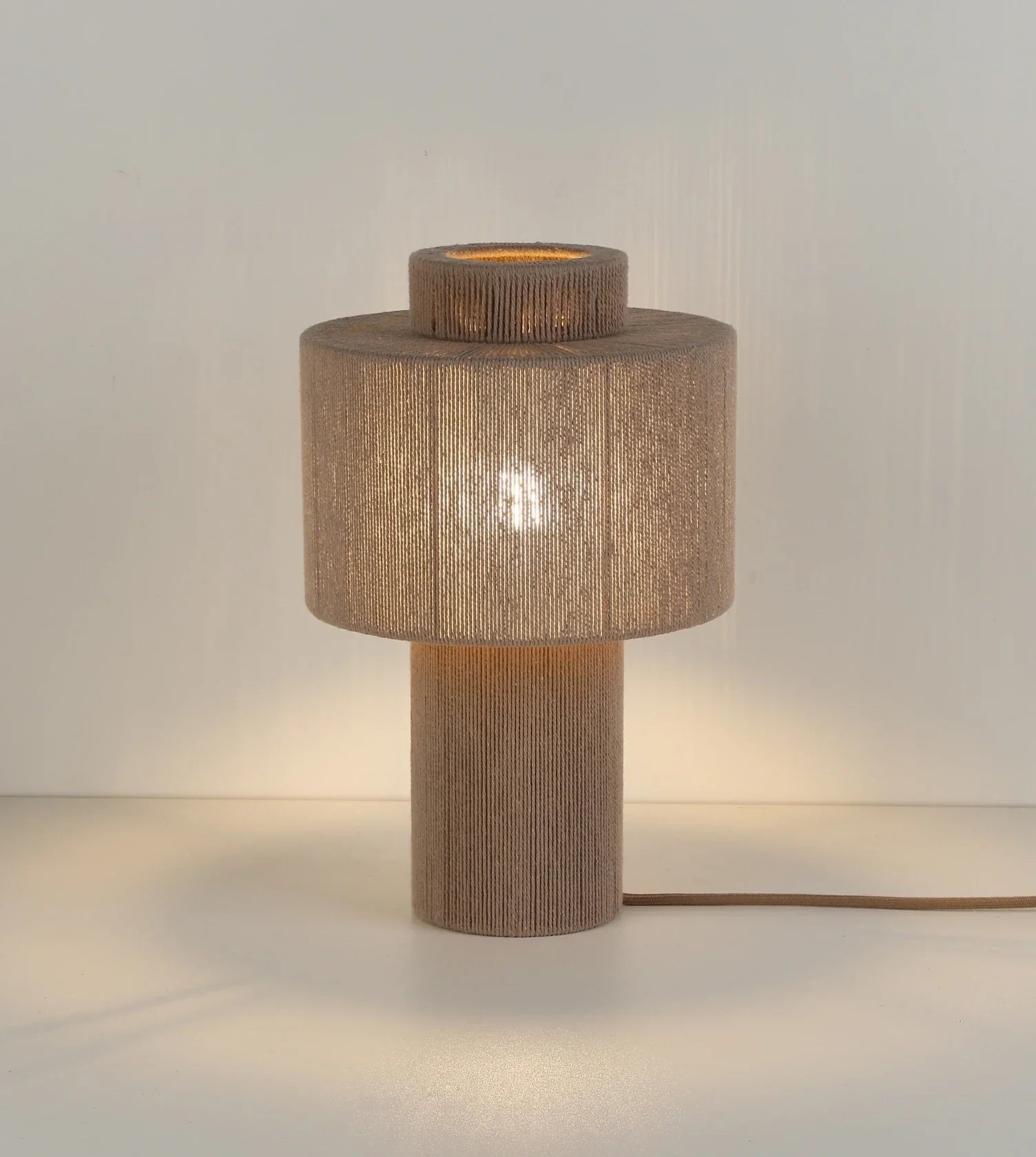 Lampa Stołowa SORAYA – Taupe, Pleciona Bawełna