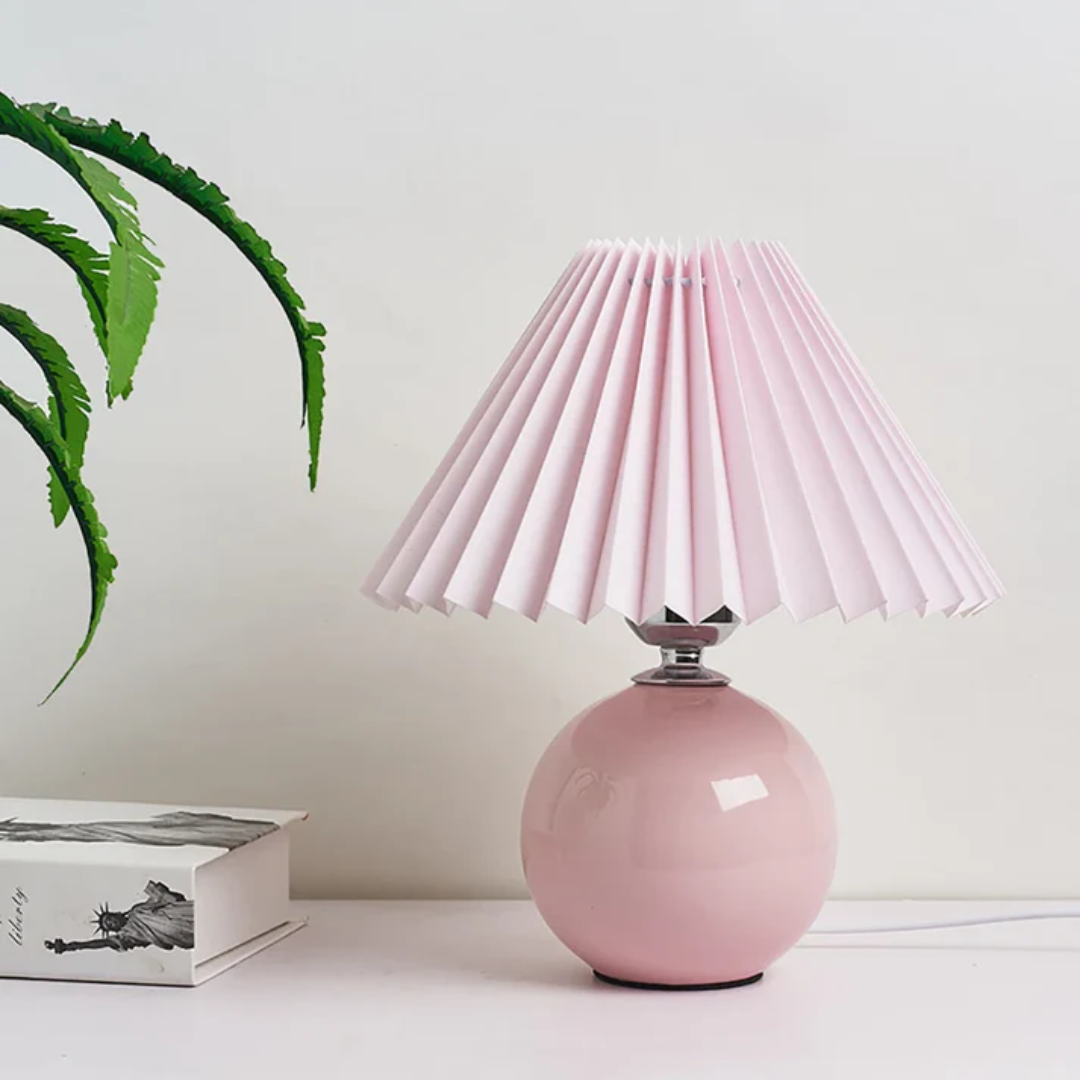Ceramic Table Lamp with Pleated Shade