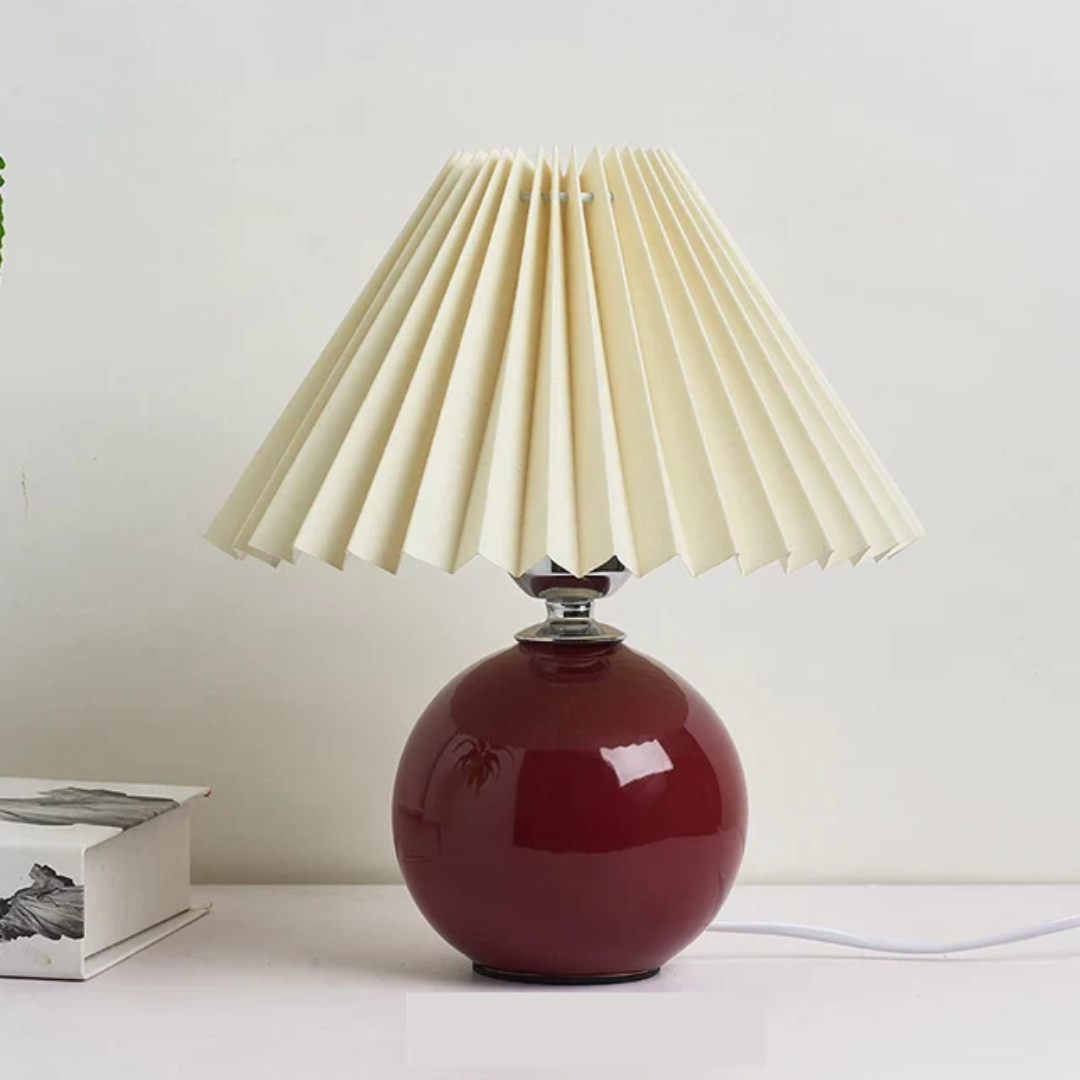 Ceramic Table Lamp with Pleated Shade