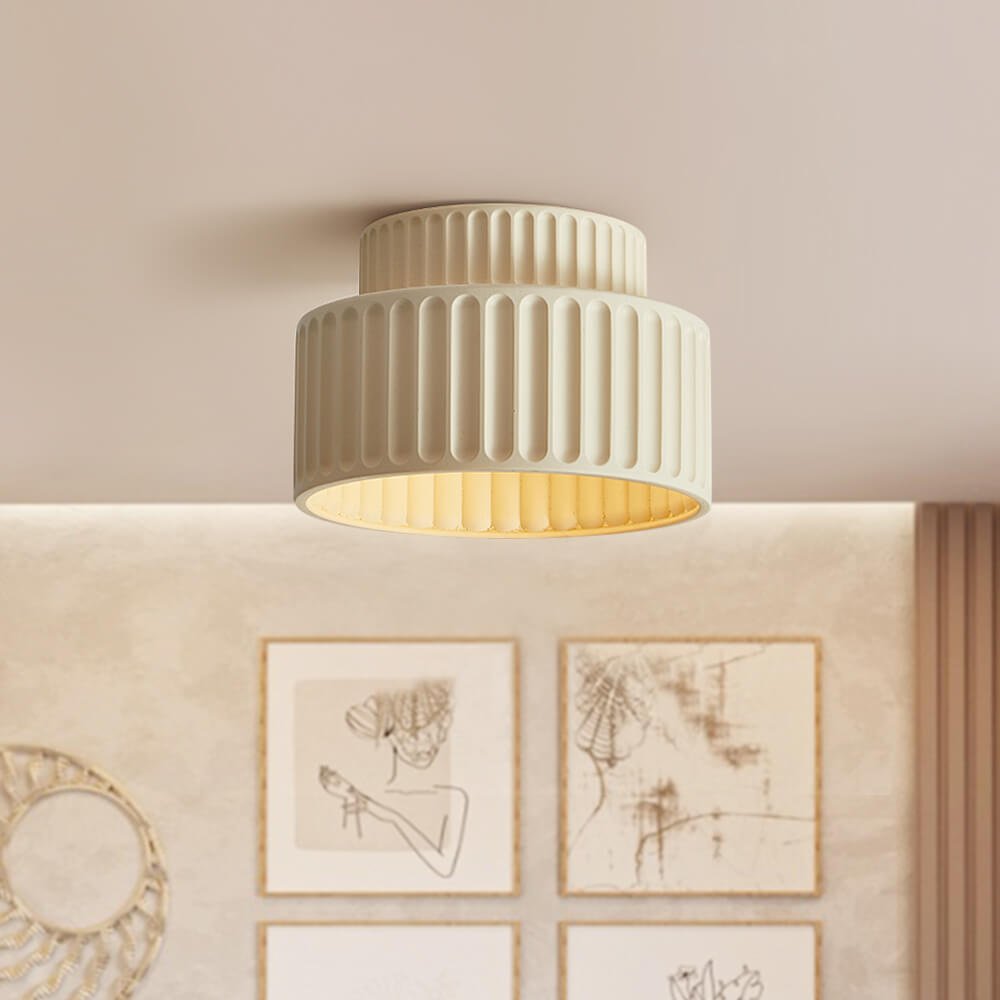 Lampa Sufitowa Kremowa | Lampa do Salonu 2-warstwowa
