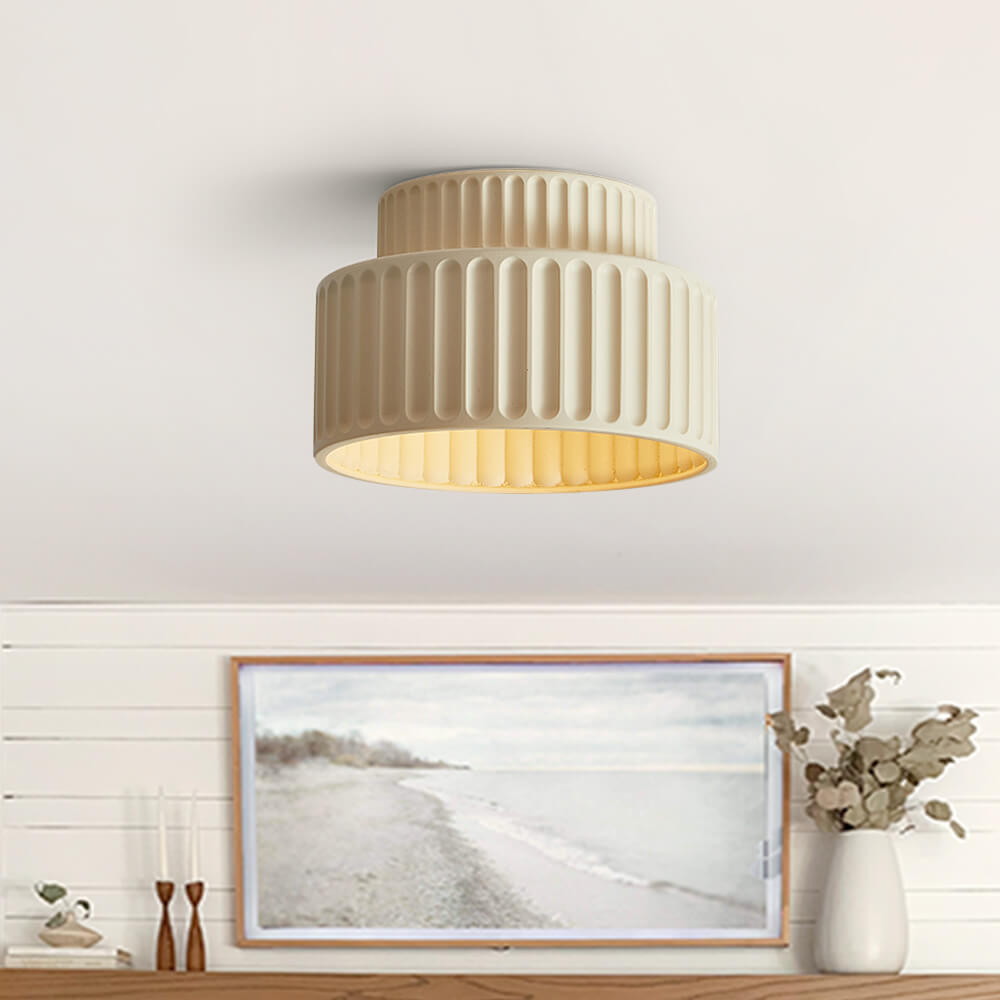 Lampa Sufitowa Kremowa | Lampa do Salonu 2-warstwowa