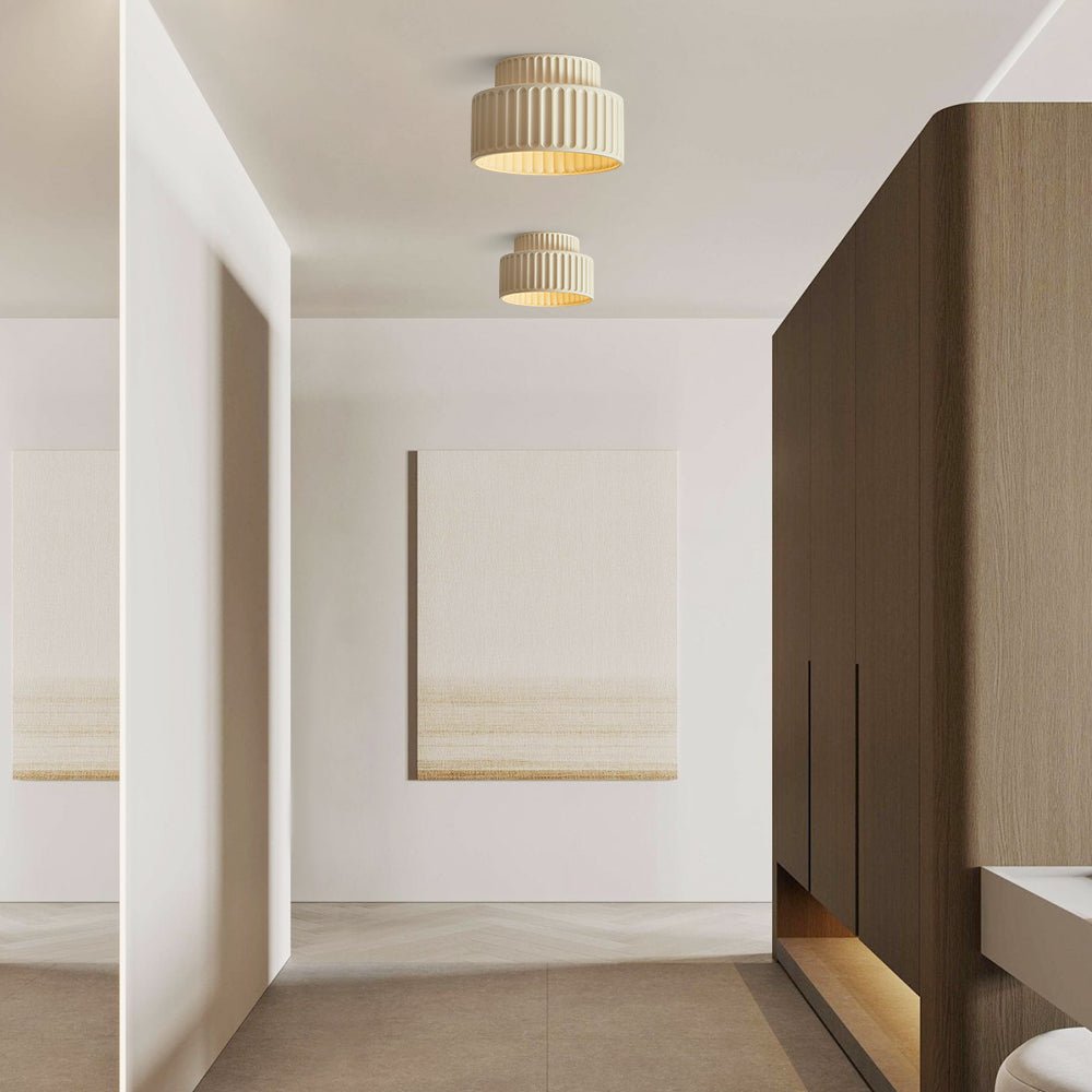 Lampa Sufitowa Kremowa | Lampa do Salonu 2-warstwowa