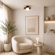 Lampa Sufitowa Rzeźbiarska z Matową Szklaną Kulą – Plafon Organiczny Beż i Brąz