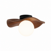 Lampa Sufitowa Rzeźbiarska z Matową Szklaną Kulą – Plafon Organiczny Beż i Brąz