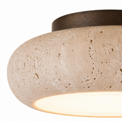Lampa Sufitowa Trawertyn i Drewno – Plafon z Naturalnego Kamienia do Holu i Sypialni