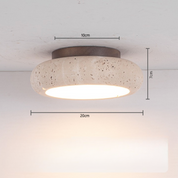 Lampa Sufitowa Trawertyn i Drewno – Plafon z Naturalnego Kamienia do Holu i Sypialni
